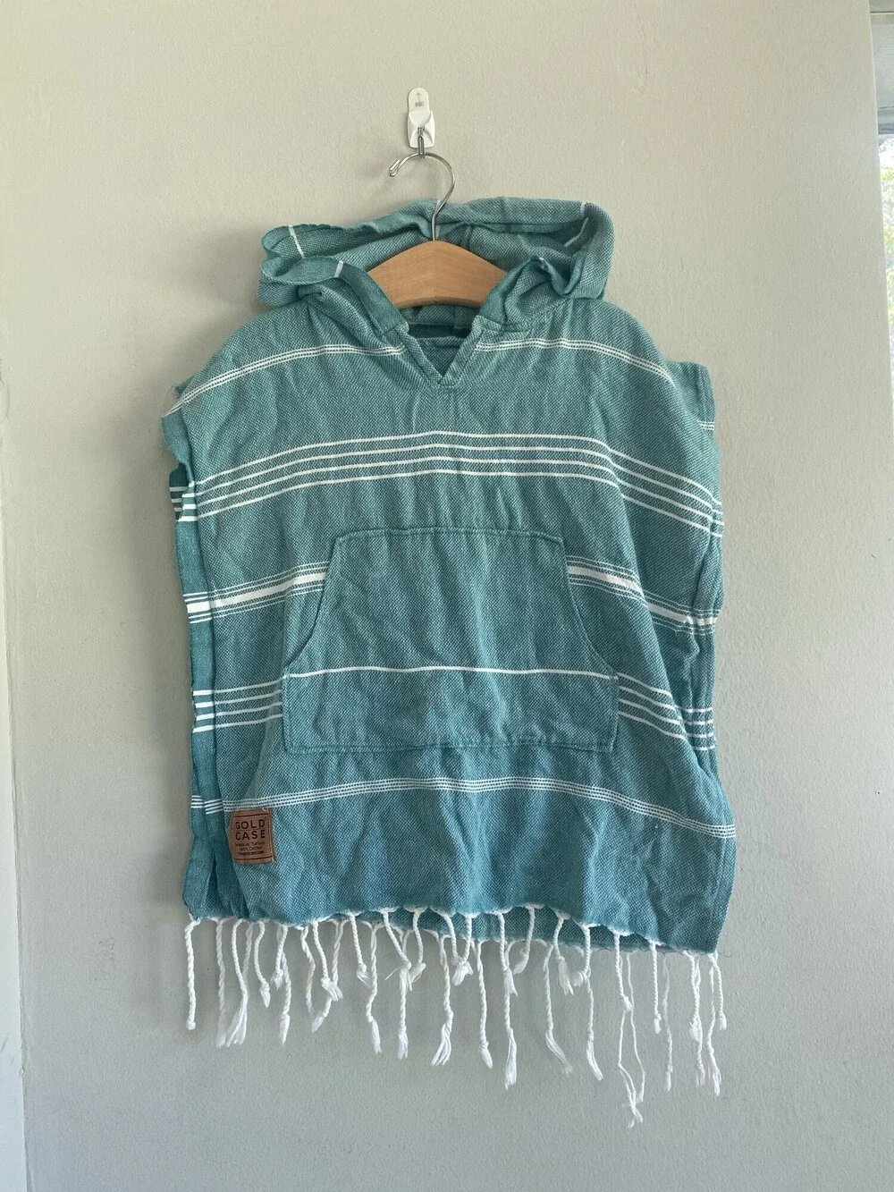 Handmade Gold Case Teal Turkish Cotton Swim Poncho & Bag Girls 4-5Y